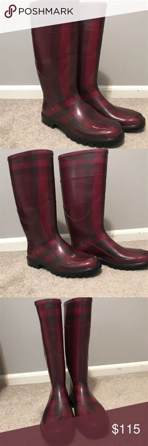 burberry shoes pink stripe|Burberry plaid boots.